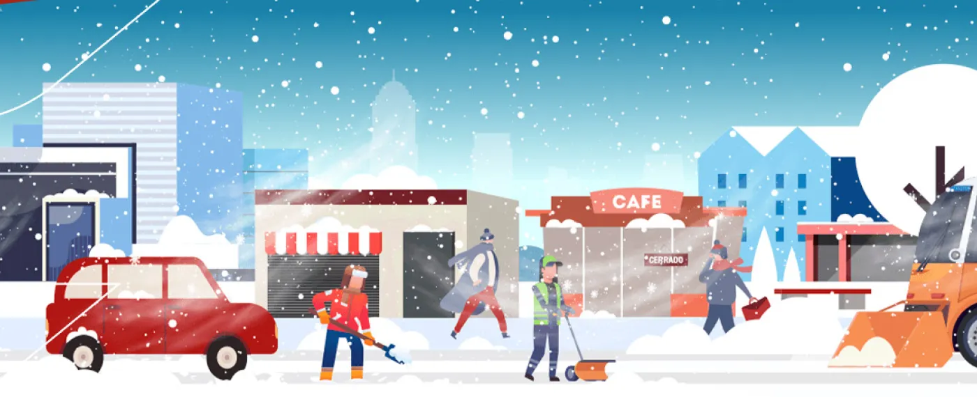 Imagen de una ciudad nevada